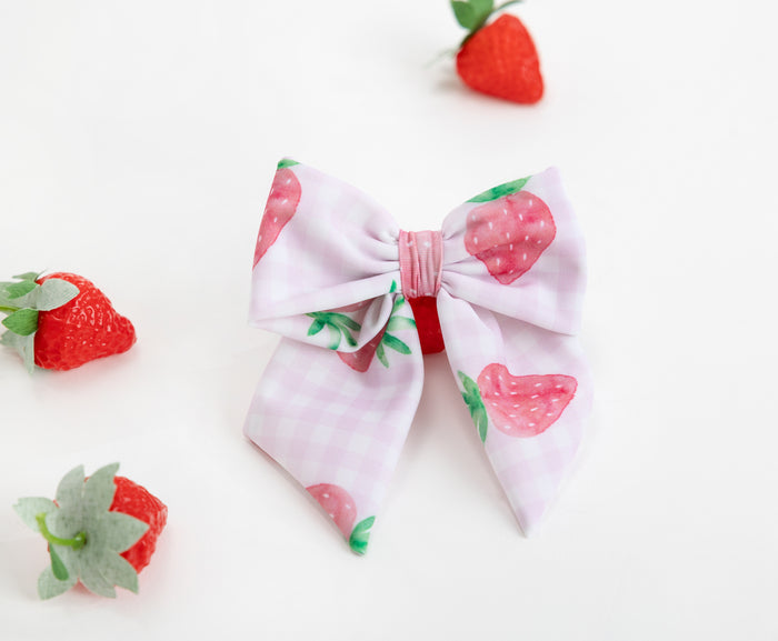 Pink Strawberries Hair Bow