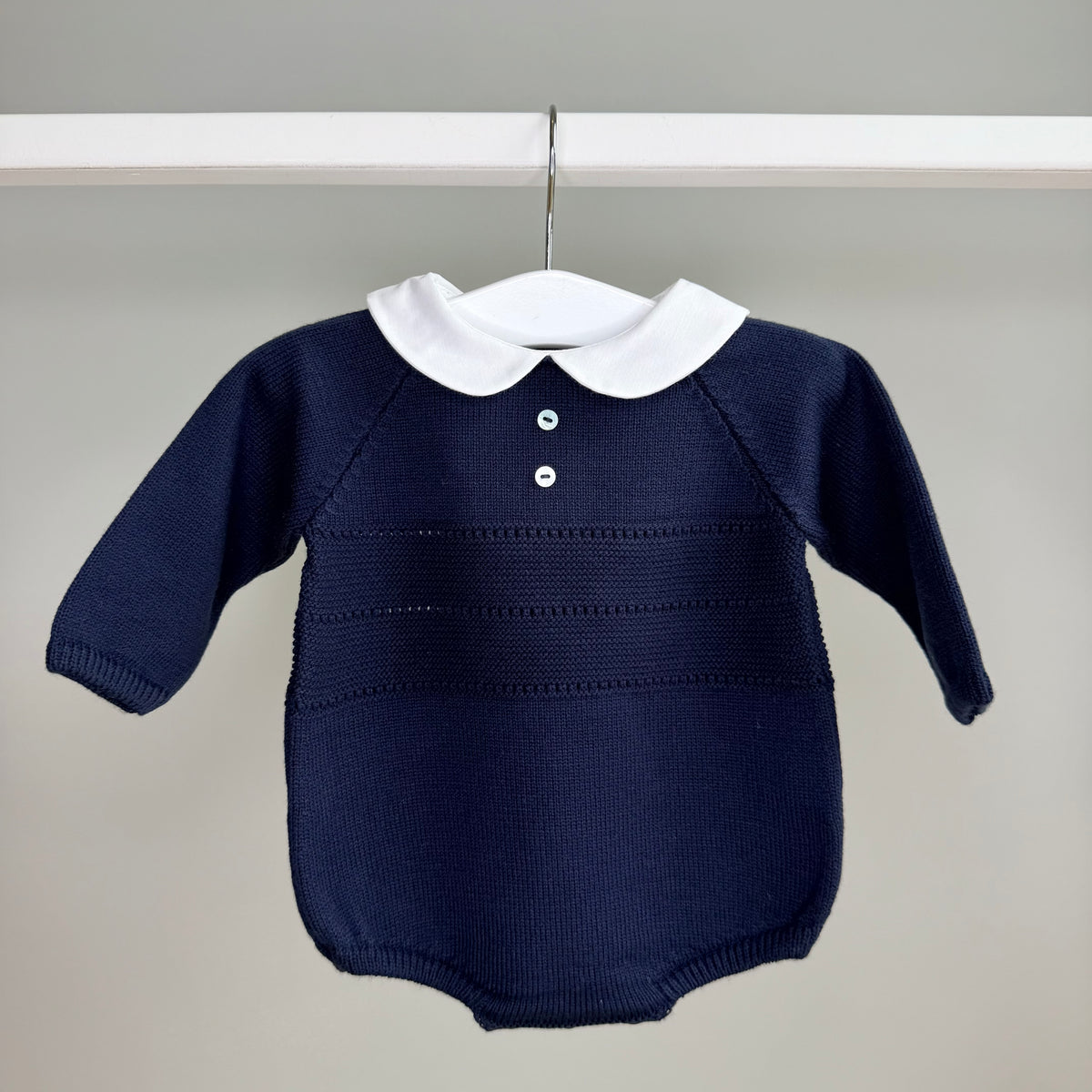 Navy Knitted Peter Pan Collar Romper
