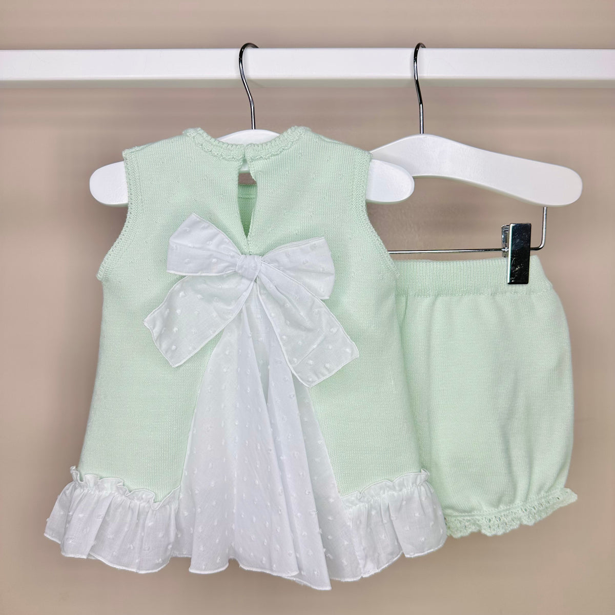 Mint Girls Bow Bloomer Shorts Set