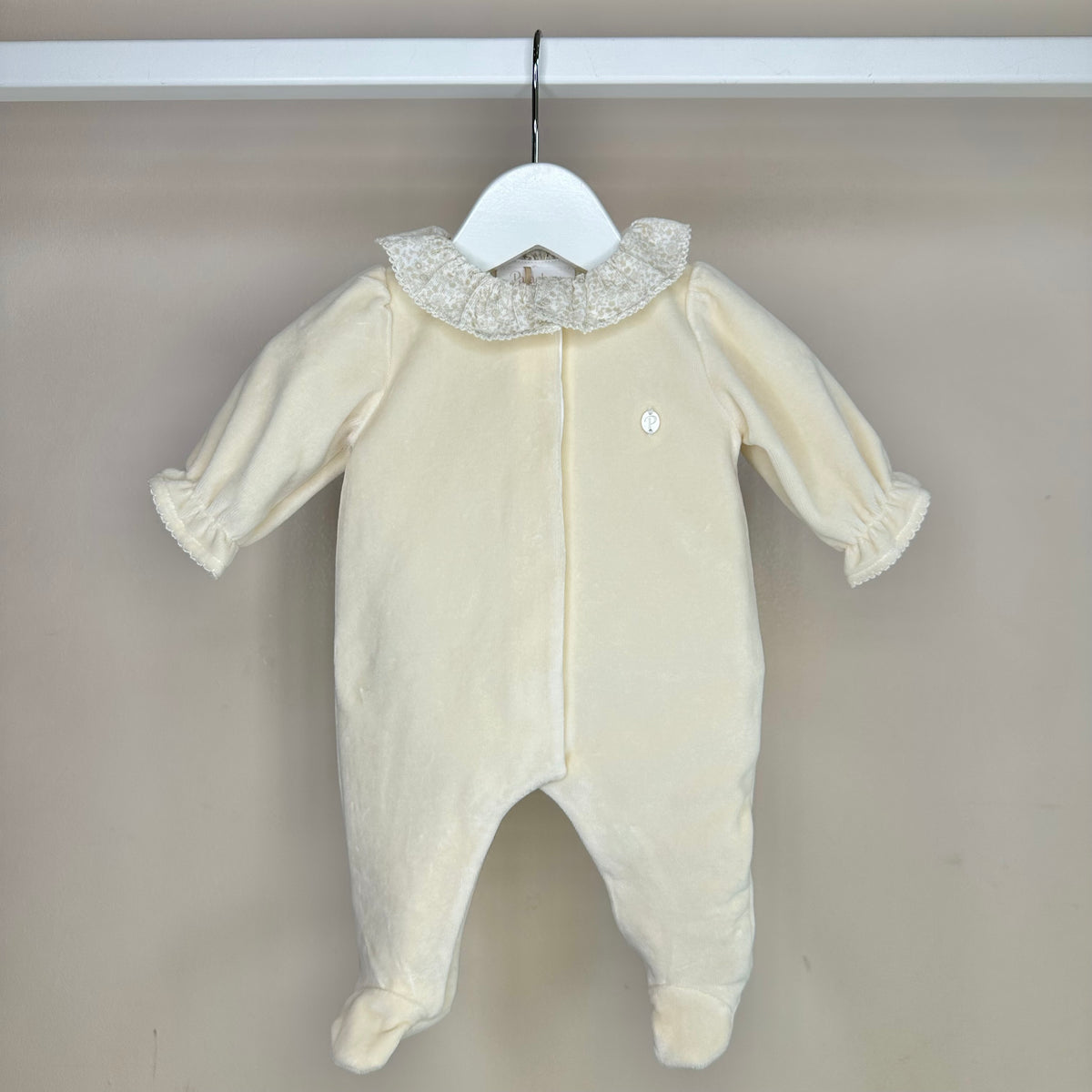 Beige Velour Babygrow