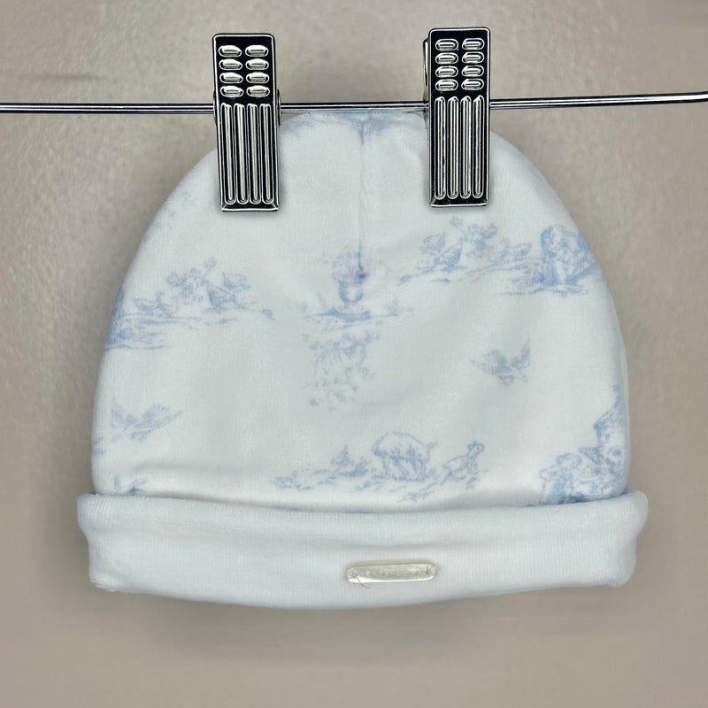 Blue Toile De Jouy Velour Hat