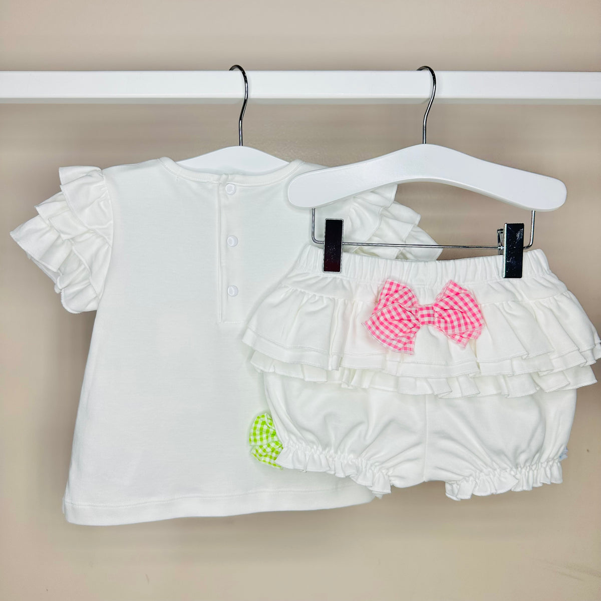 White Short Set With Bows