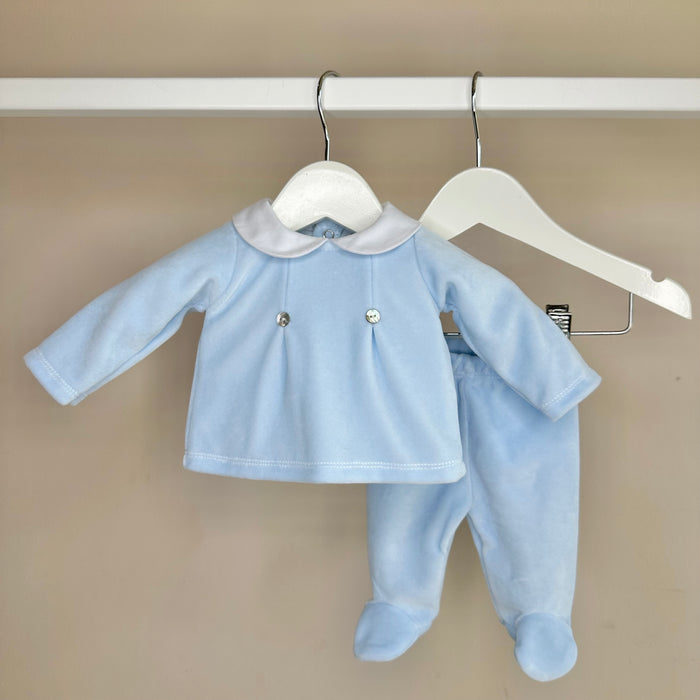 Blue Velour Baby Set