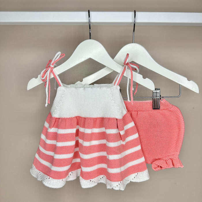 Hot Pink & White Knitted Pant Set