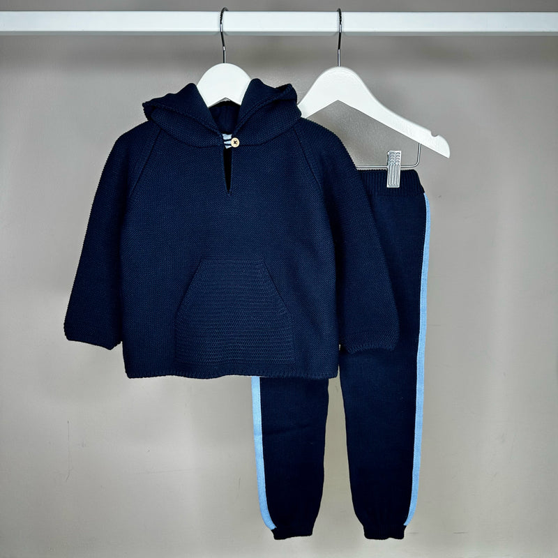 Navy Knitted Hoodie Tracksuit