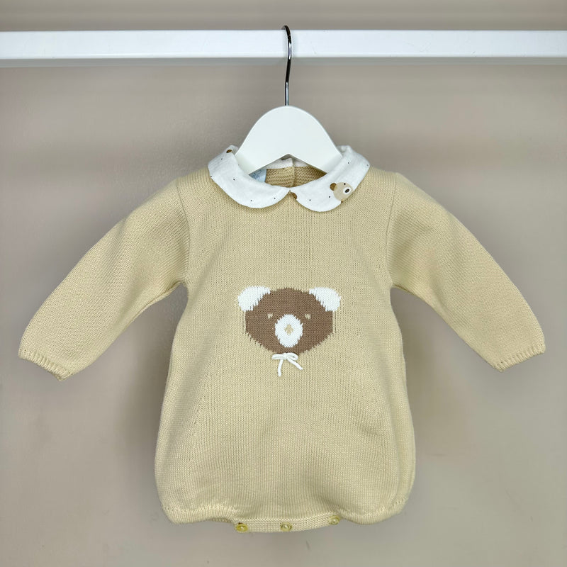 Sand Knitted Bear Romper