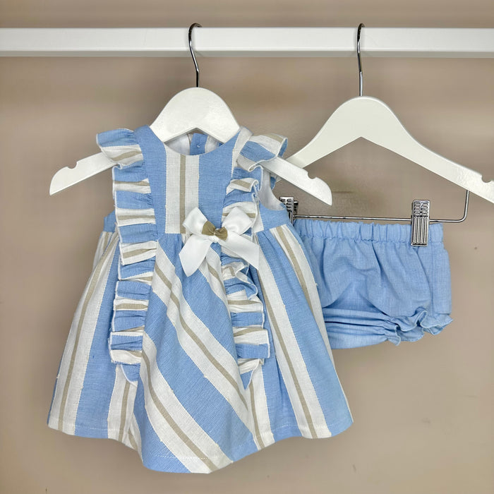 Blue Stripe Dress & Pant Set