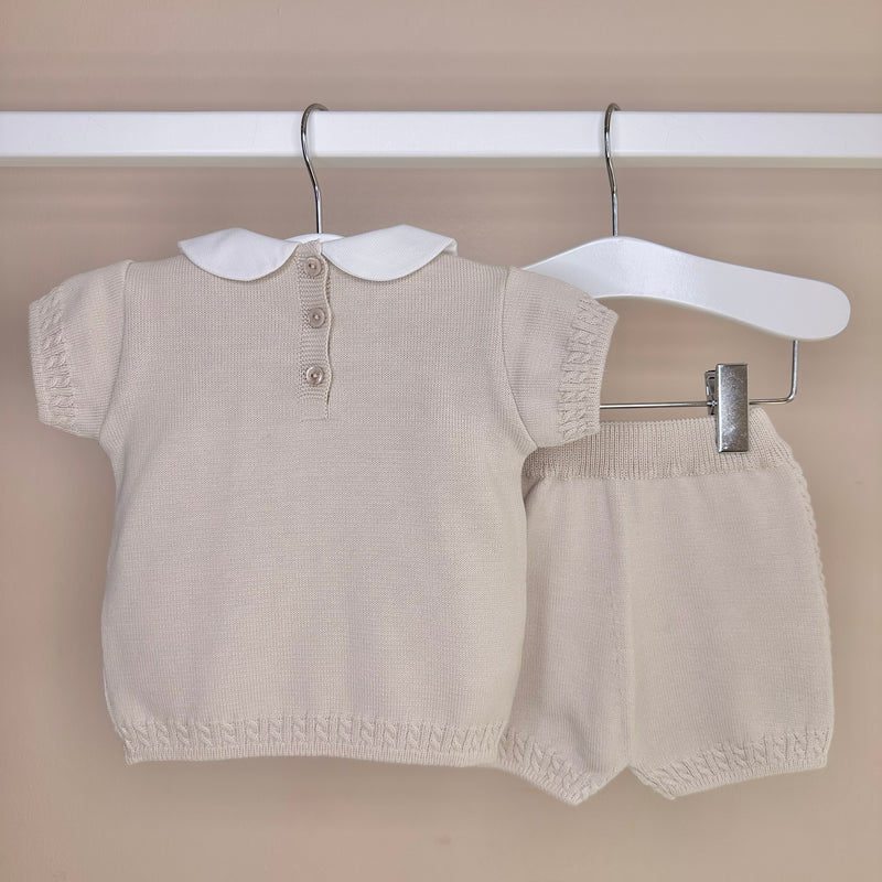 Beige Classic Peter Pan Shorts Set