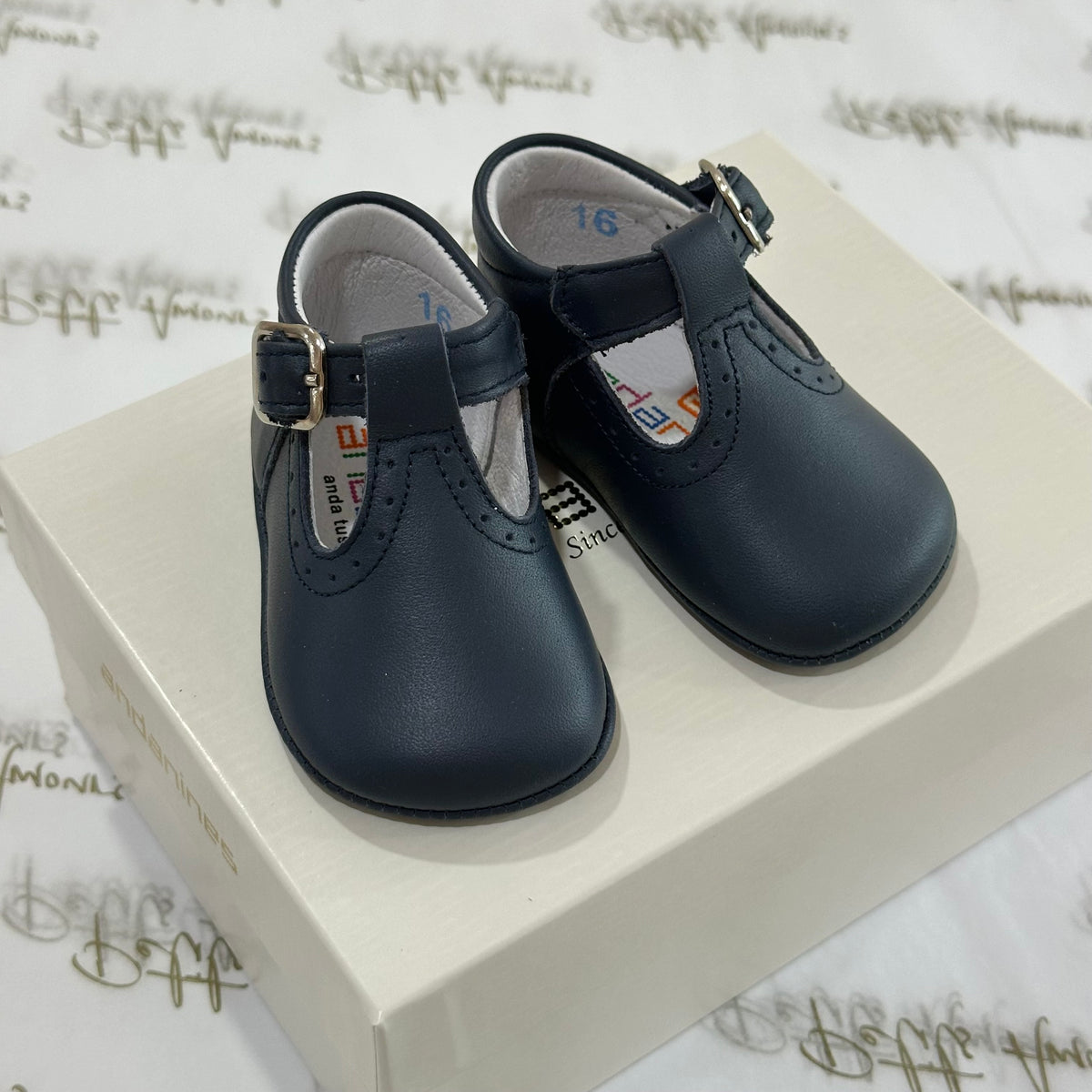 Navy Leather Pram Shoes