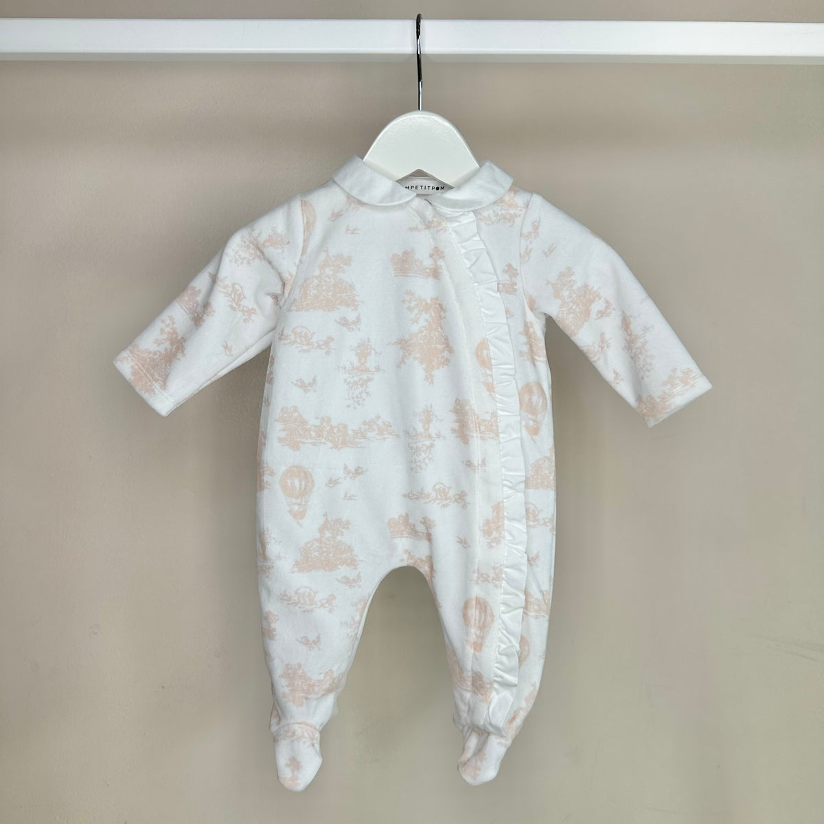 Pink Toile De Jouy Babygrow