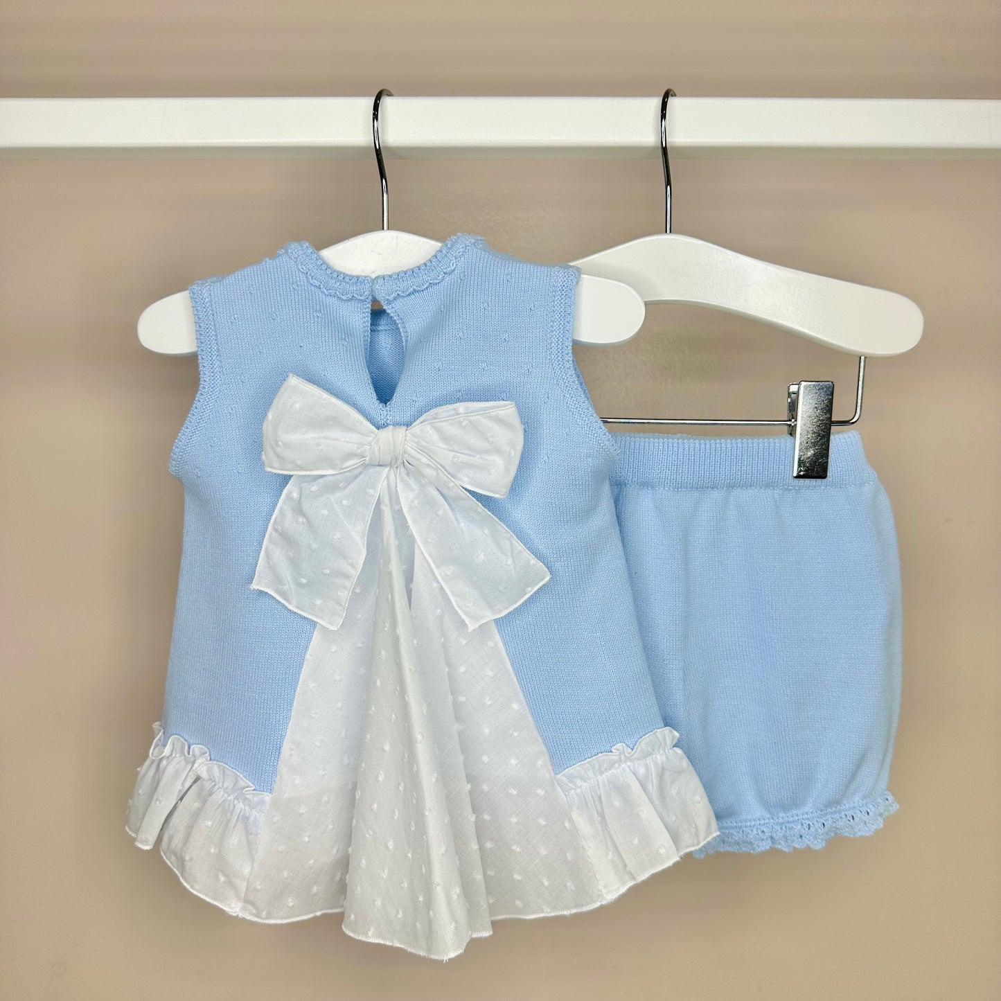 Blue Girls Bow Bloomer Shorts Set