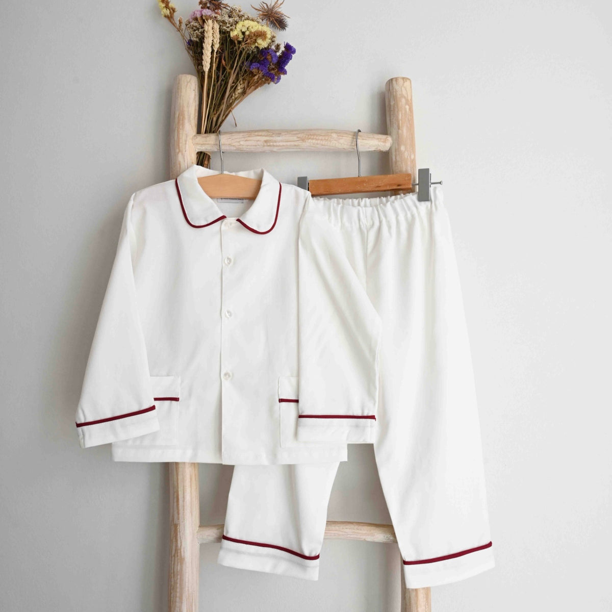 Boys White Cotton Pyjamas