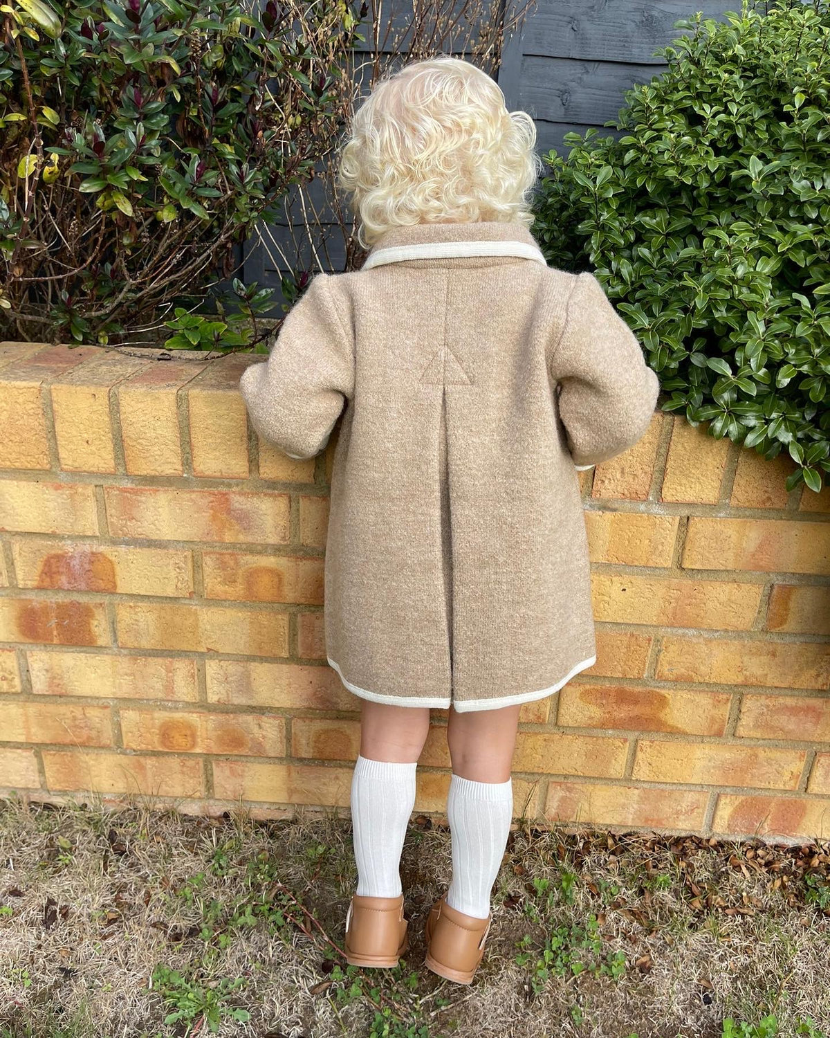 Boys Camel Marae Coat With Cream Trim