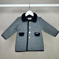 Grey Marae Coat With Navy Trim