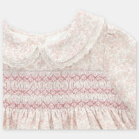 Pink Ditsy Floral Smocked Dress & Pant Set