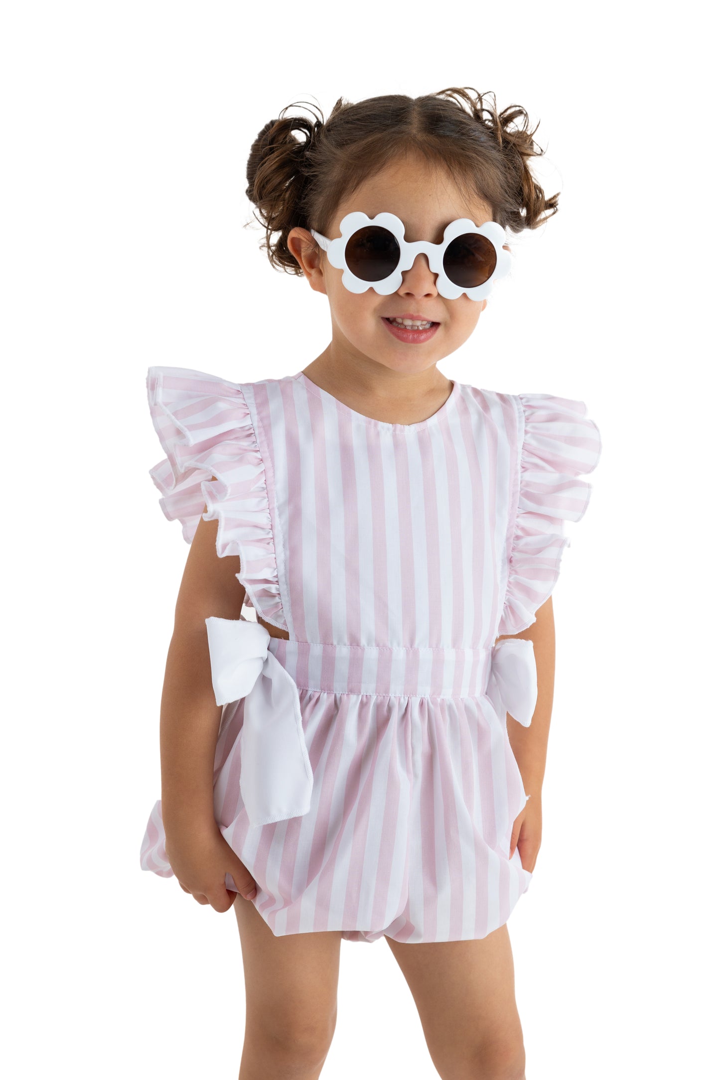 Pink Stripes Girls Playsuit