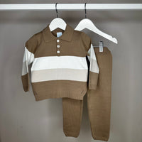 Brown, Beige & White Polo Tracksuit