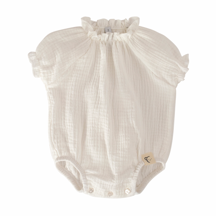 Ivory Cheesecloth Baby Romper