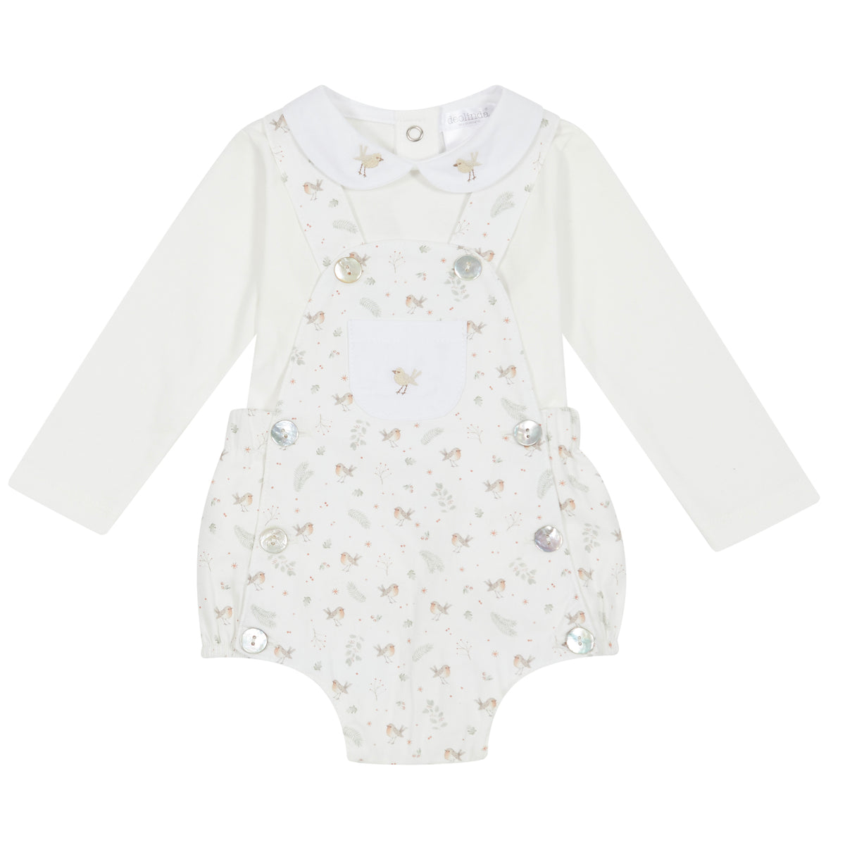 Cream Robin Print Romper Set