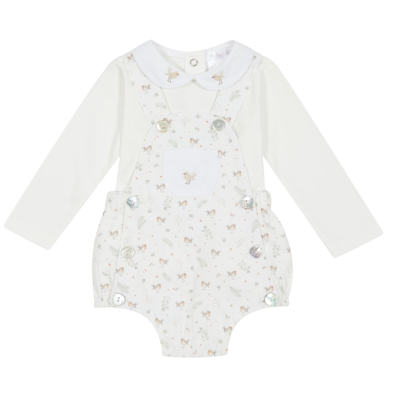 Cream Robin Print Romper Set