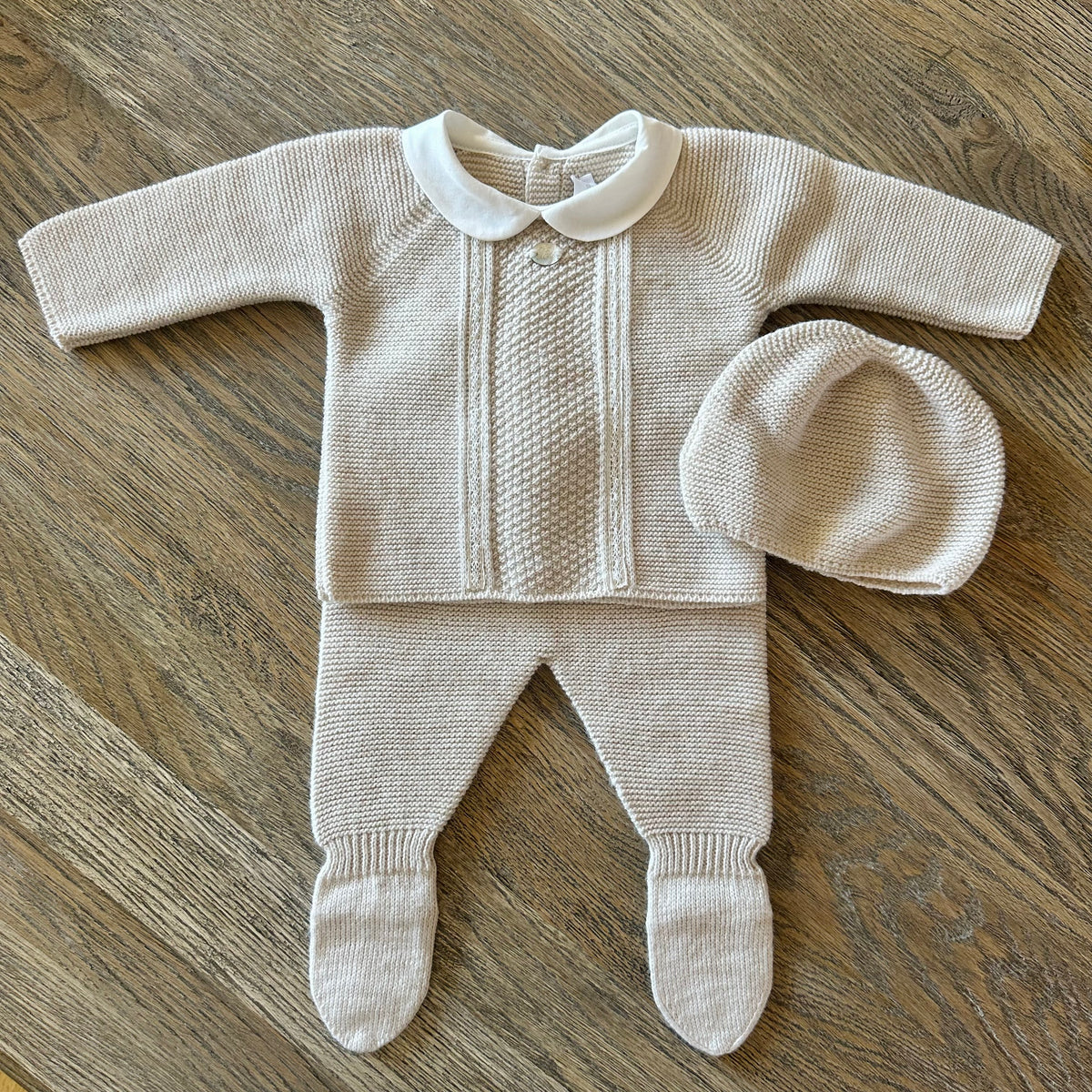 Beige Knitted Peter Pan Baby Set