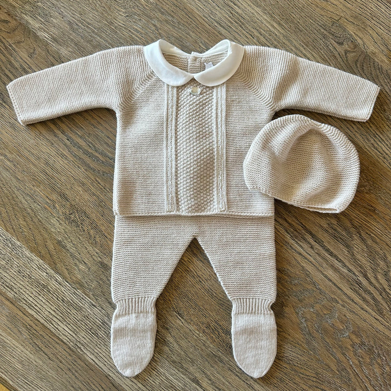 Beige Knitted Peter Pan Baby Set