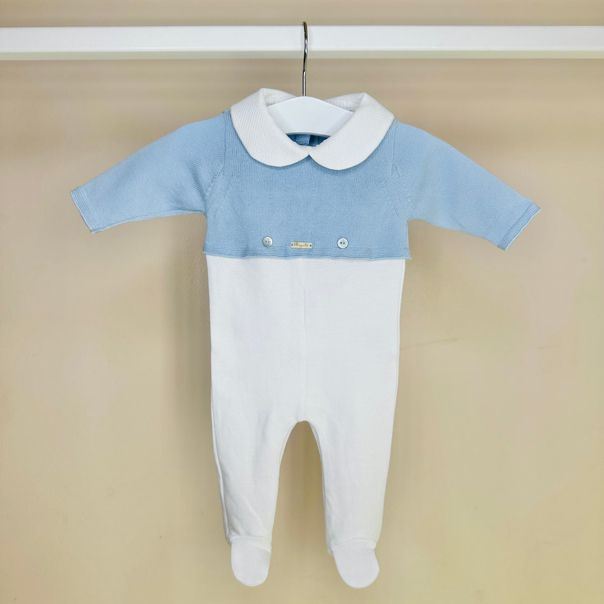 Blue & White Cotton Babygrow