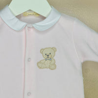 Pink Teddy Velour Babygrow