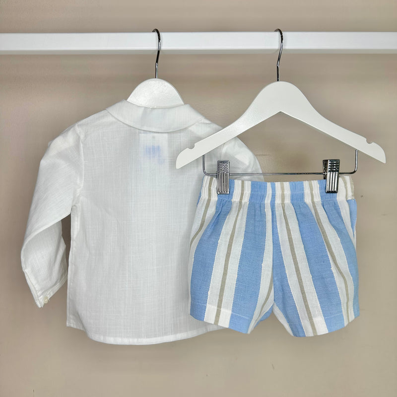 Blue Stripe Shorts Set