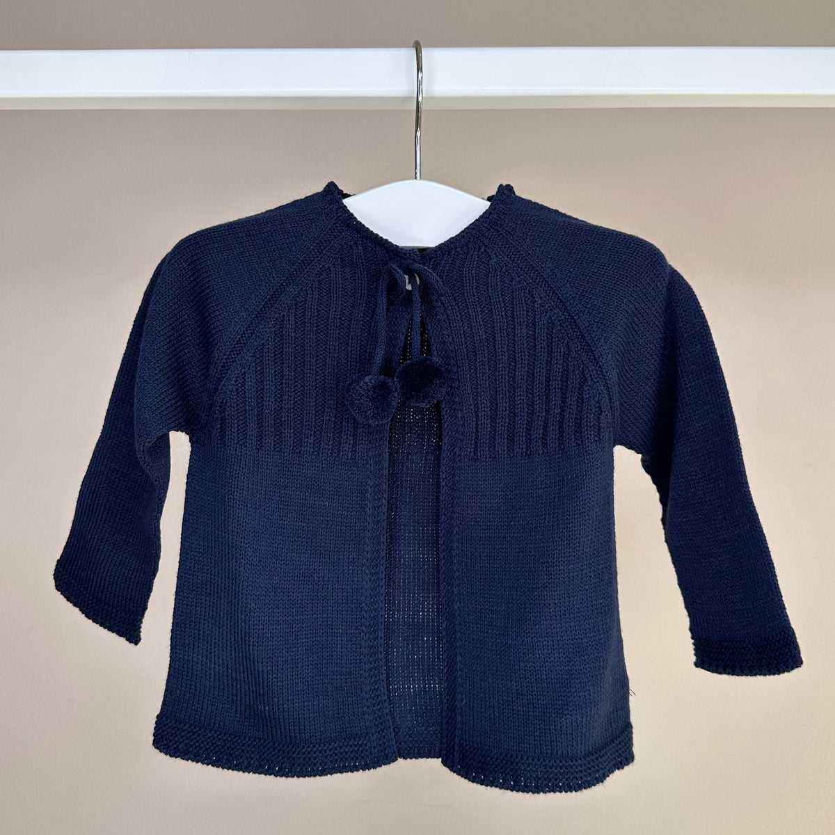 Navy Knitted Pom Cardigan