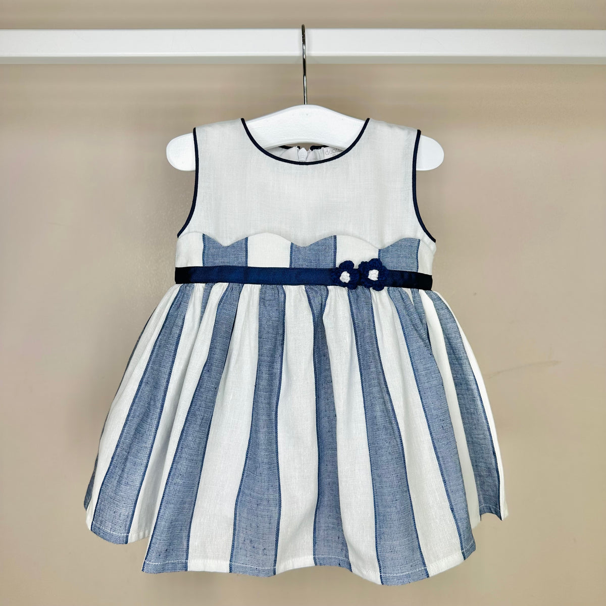 Navy & White Linen Dress