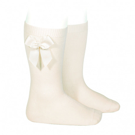 Cream Bow Knee High Socks