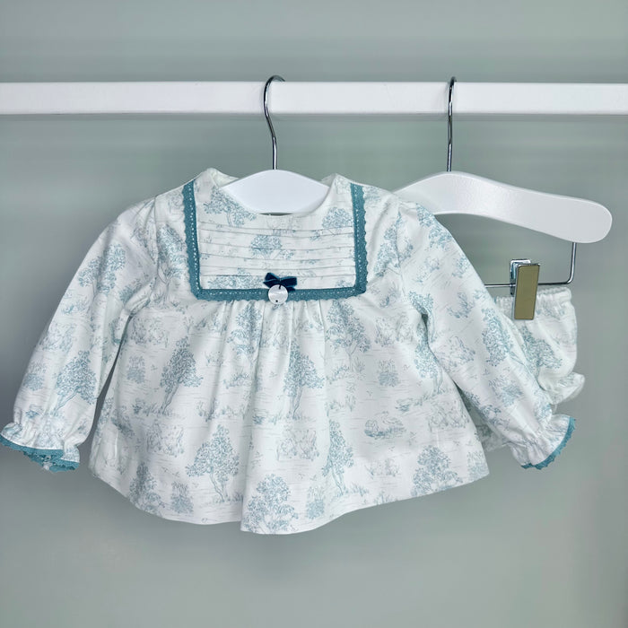 Blue Toile De Jouy Pant Set