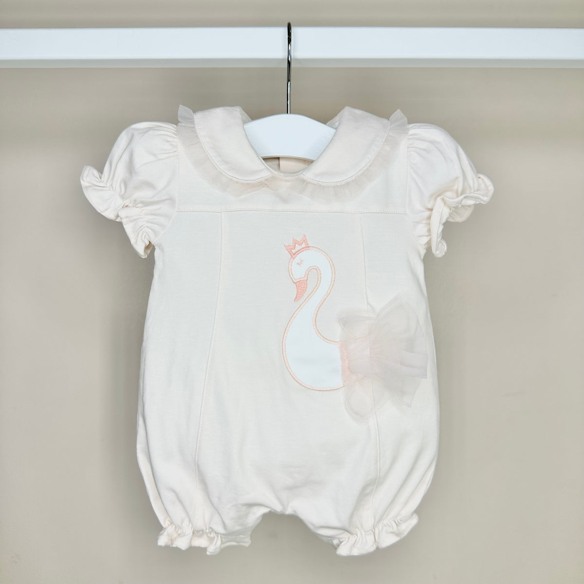 Peach Swan Shortie Romper