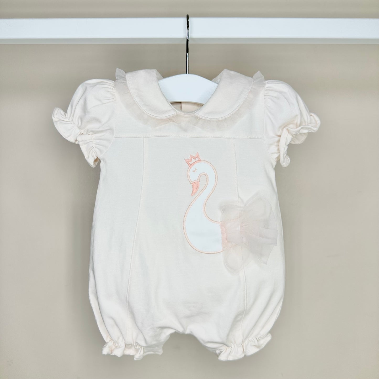 Peach Swan Shortie Romper