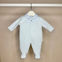 Blue Velour Babygrow