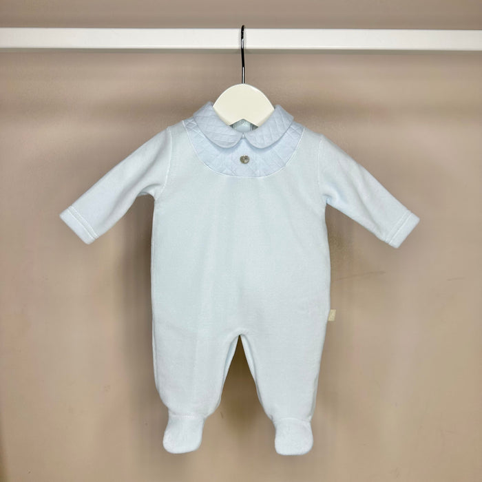 Blue Velour Babygrow