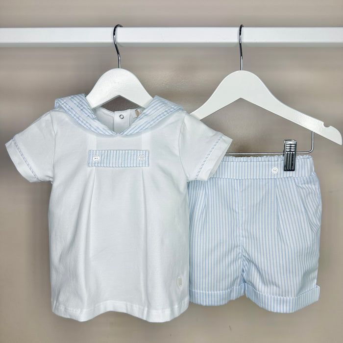 Boys Baby Blue Sailor Shorts Set