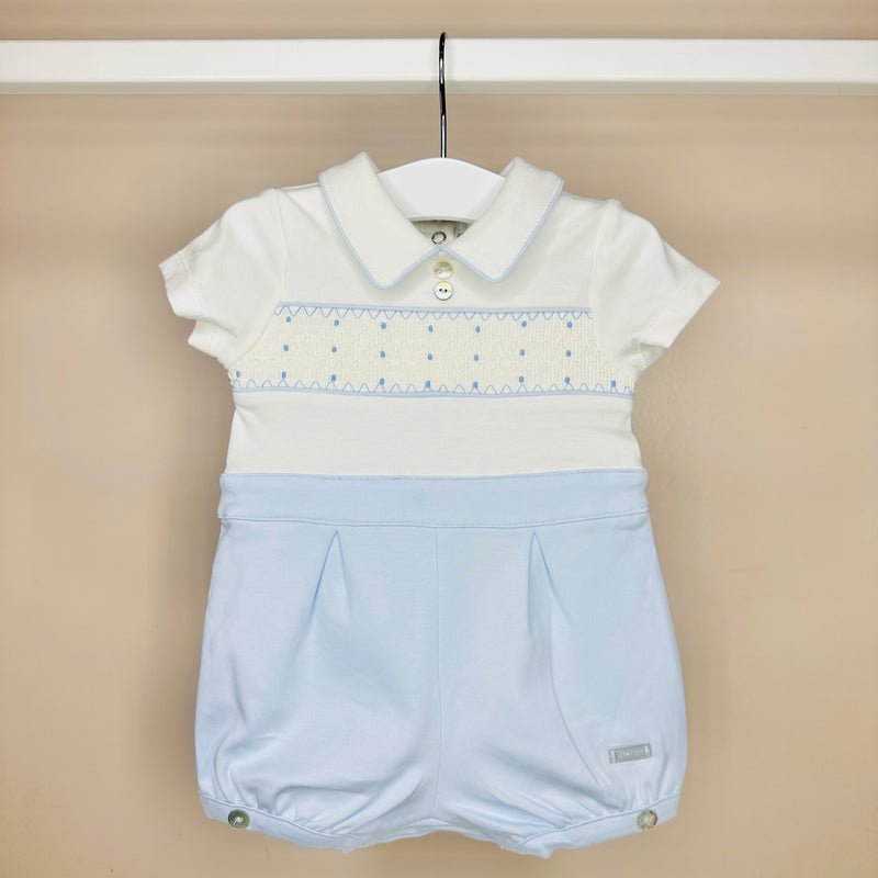 Blue & White Smocked Romper