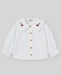 Ivory & Red Girls Check Romper & Shirt Set