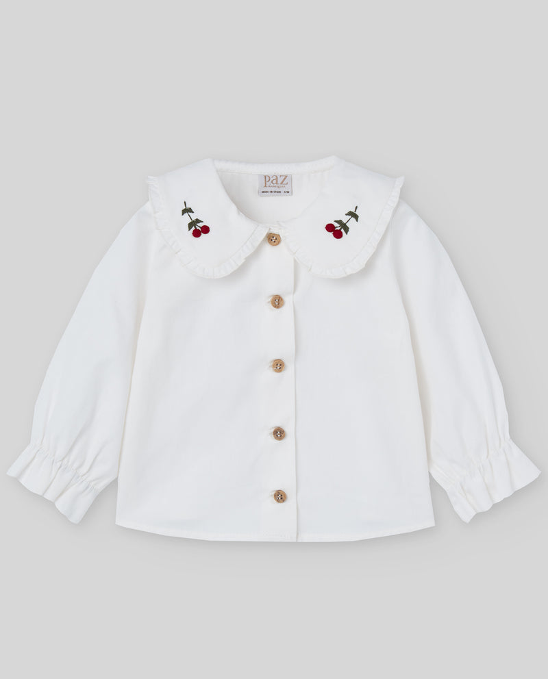 Ivory & Red Girls Check Romper & Shirt Set