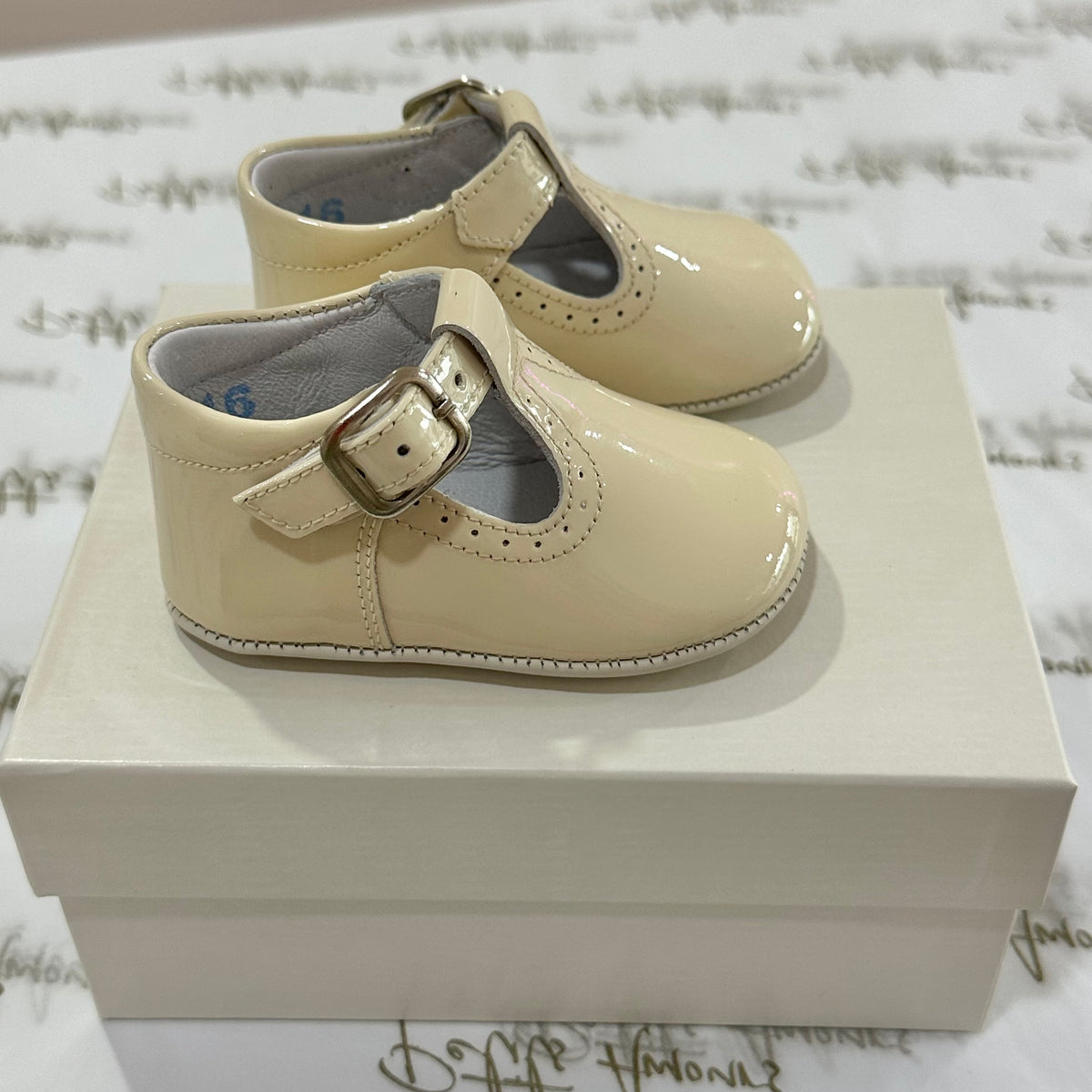 Cream Patent Pram Shoes