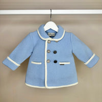 Boys Blue Marae Coat With Cream Trim