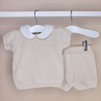 Beige Classic Peter Pan Shorts Set