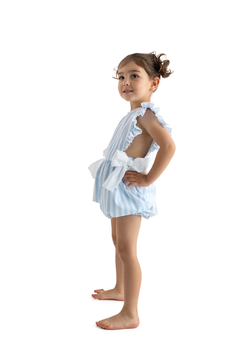 Blue Stripes Girls Playsuit