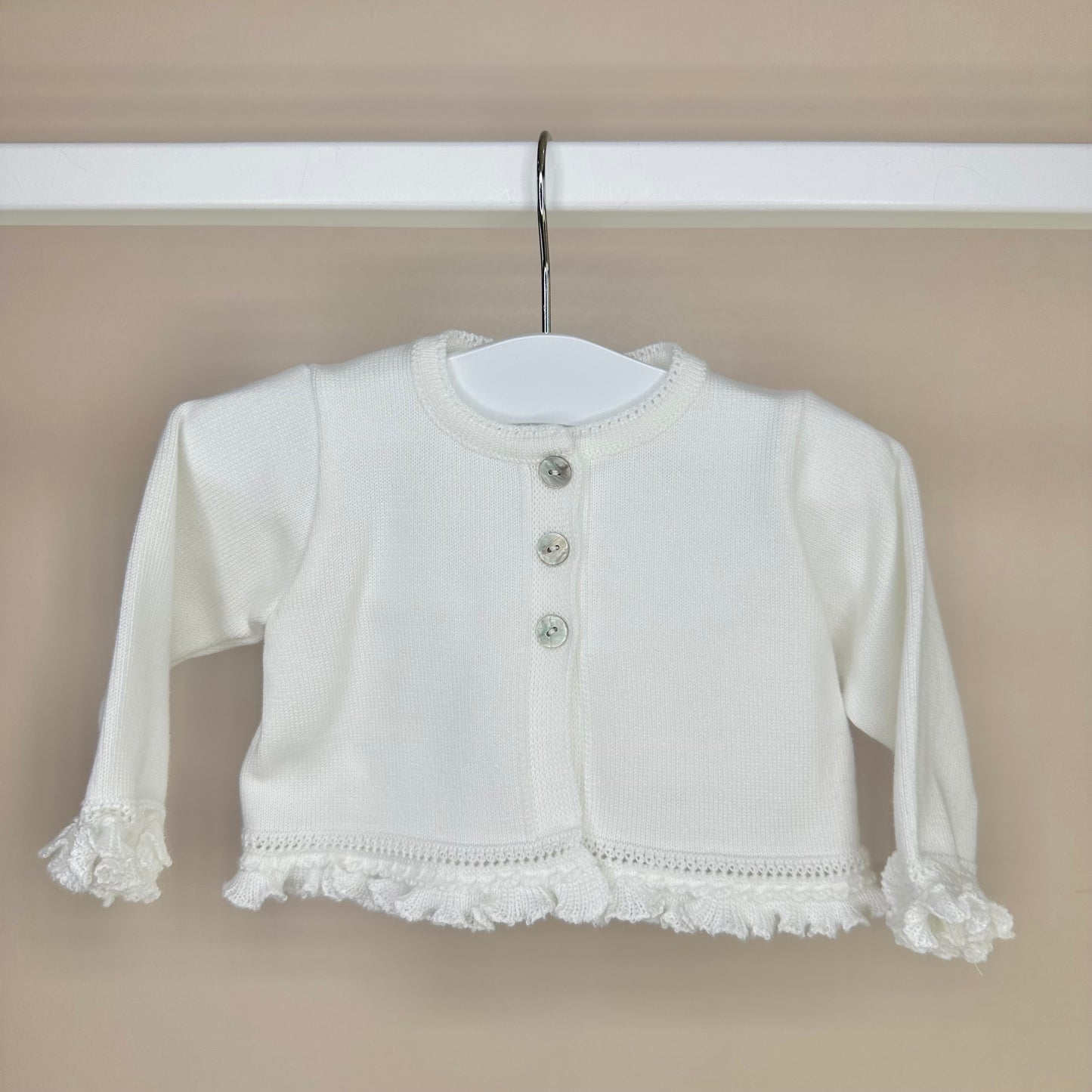 White Frilly Girls Cardigan