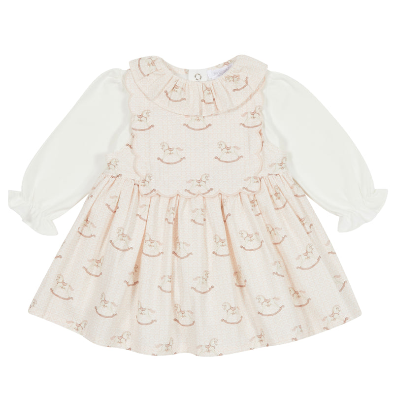 Pink Rocking Horse Pinafore Dress