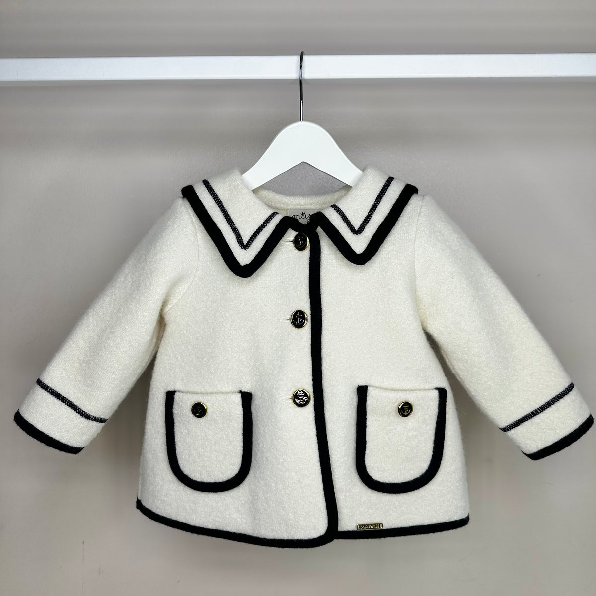 Cream Sailor Marae Coat With Navy Trim