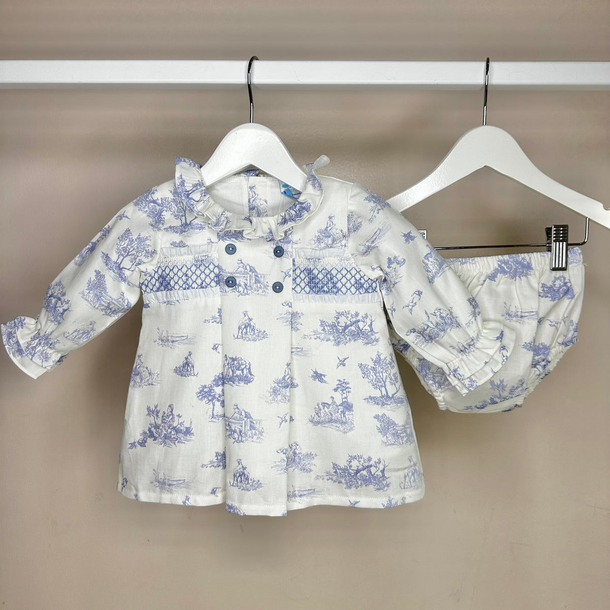 Blue Toile De Jouy Dress Set