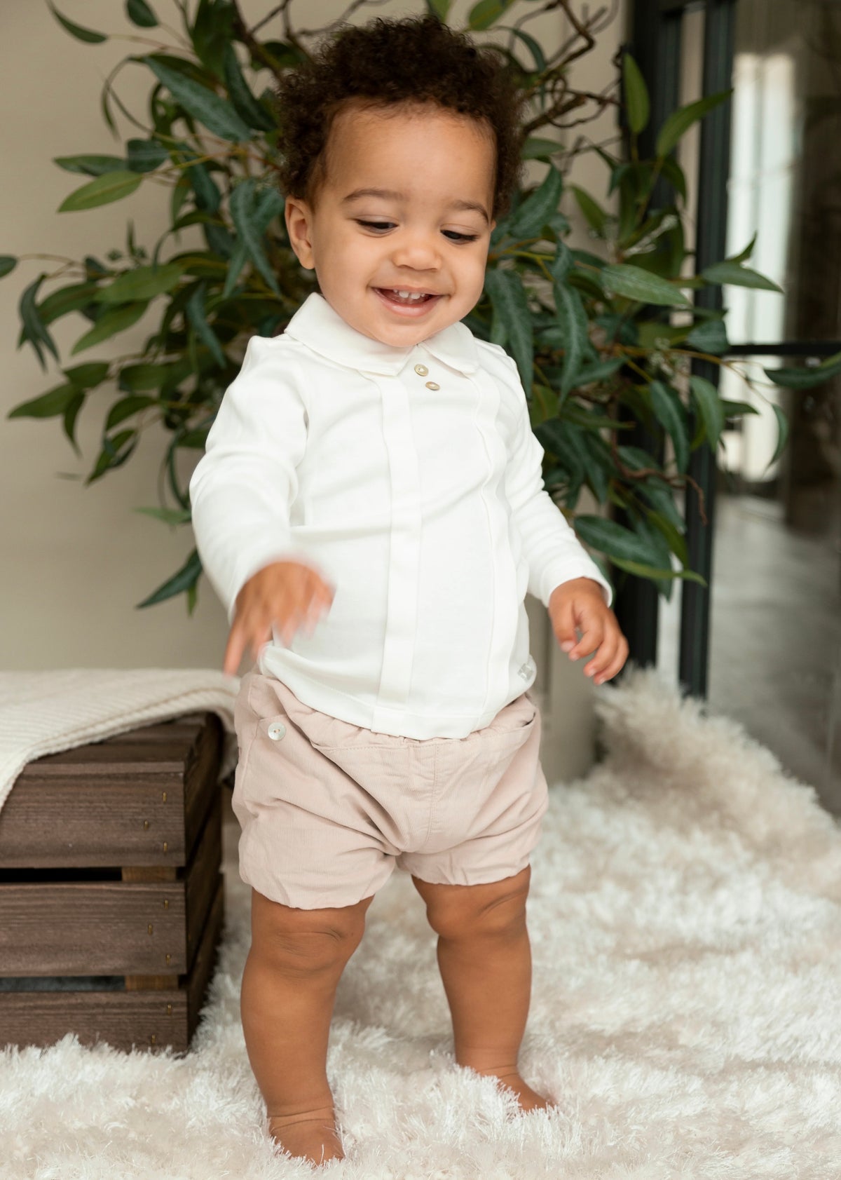 Beige Needlecord Top and Bloomer